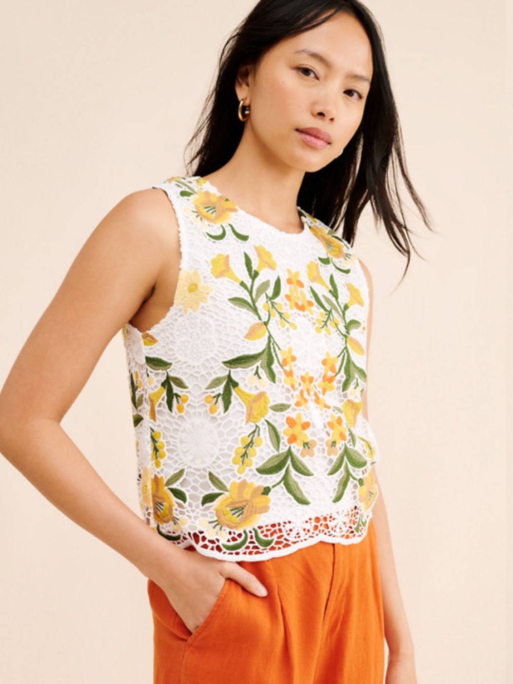 Dolan Crochet Lace Floral Tank L